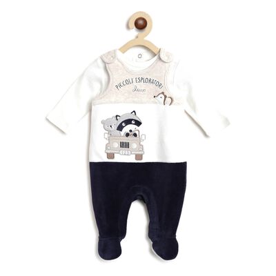 Boys Light Natural Velour Bodysuit with Babysuit